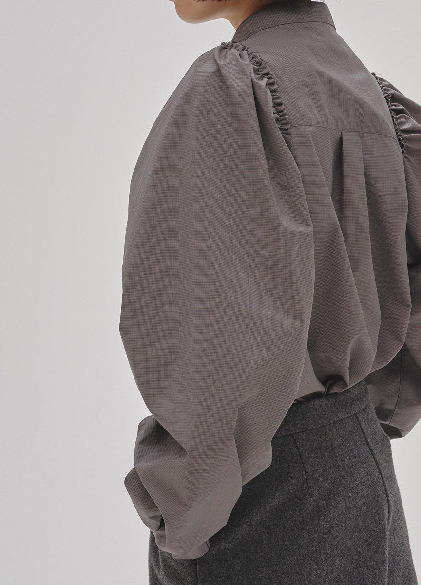 格紋公主澎袖造型襯衫